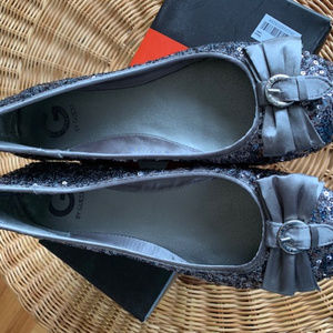 Shimmering silver ballet flats by Guess size 10